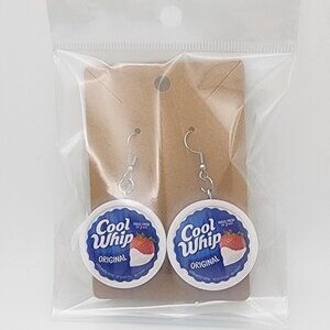 Mini-Brands "Cool Whip Original" Stainless Steel Fishhook Earrings